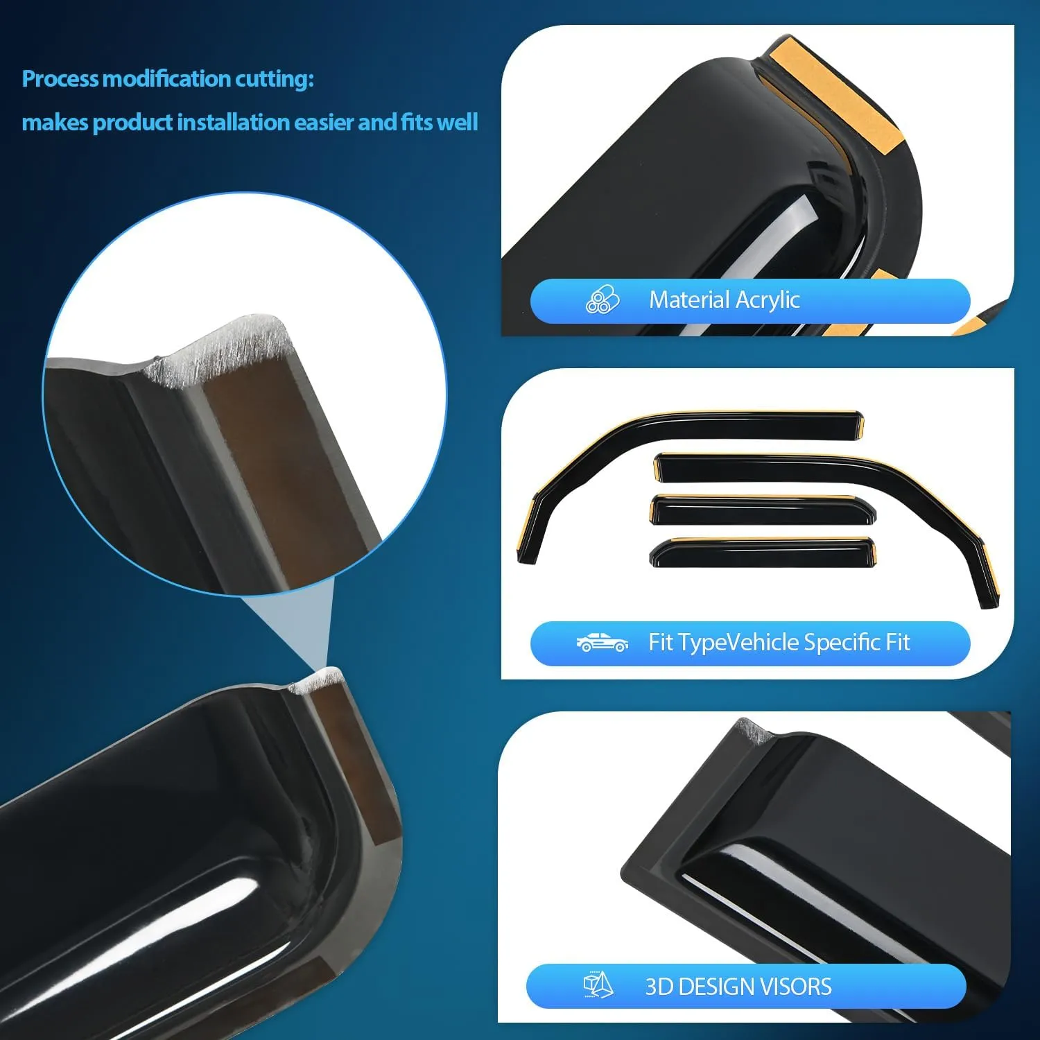 2010-2024 Toyota 4Runner Rain Guards Acrylic 4Pcs