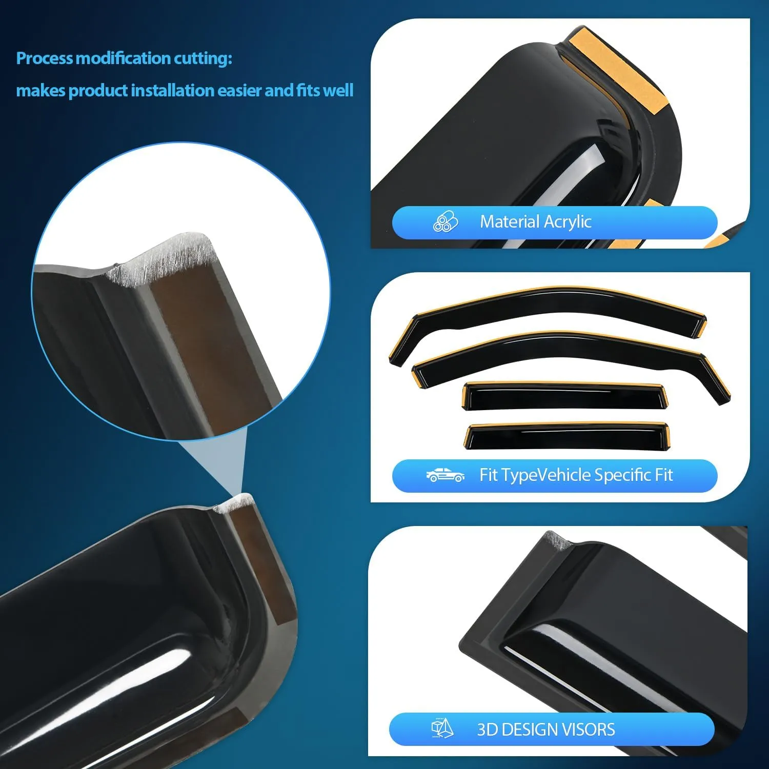 2011-2020 Jeep Grand Cherokee Rain Guards Acrylic 4Pcs