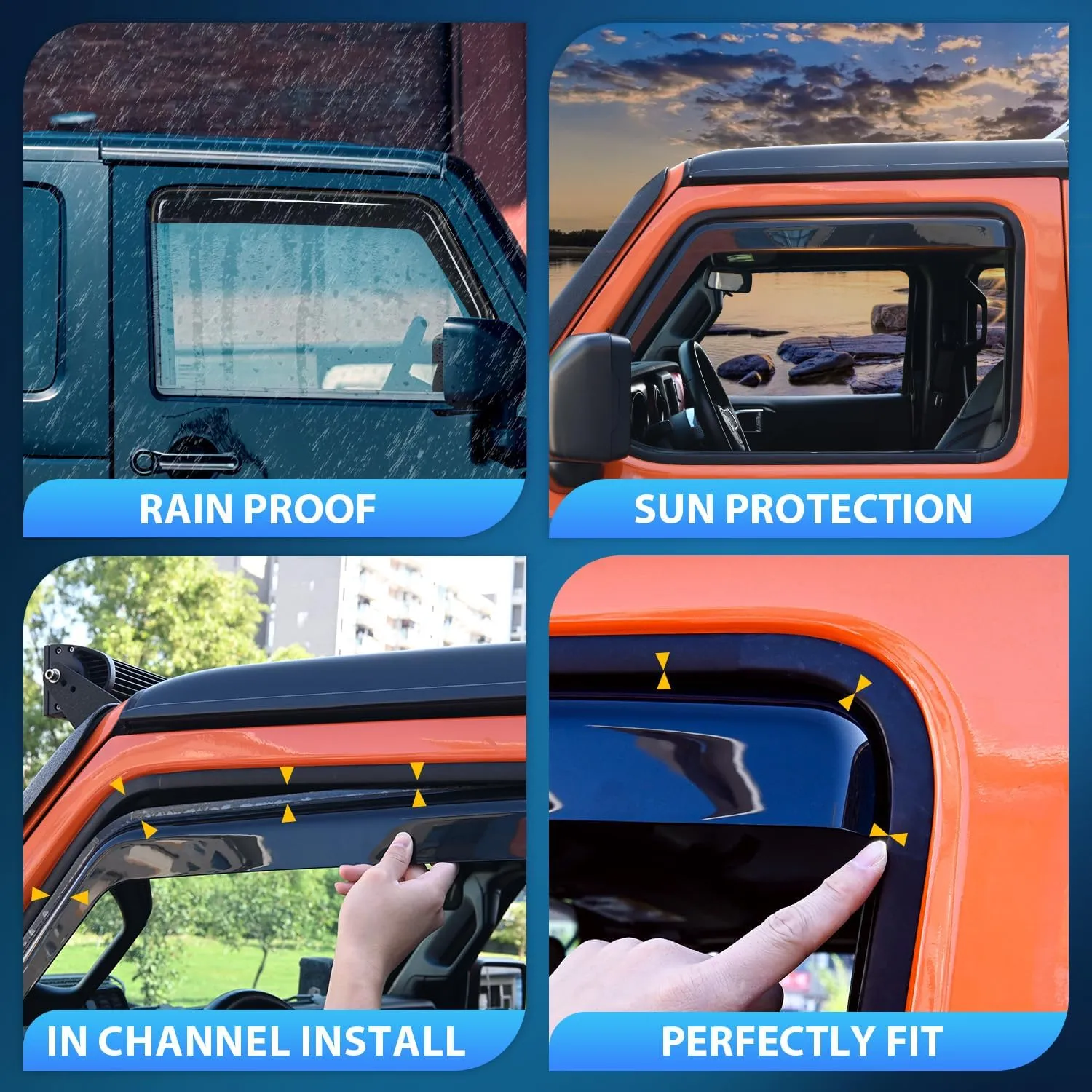 2011-2020 Jeep Grand Cherokee Rain Guards Acrylic 4Pcs