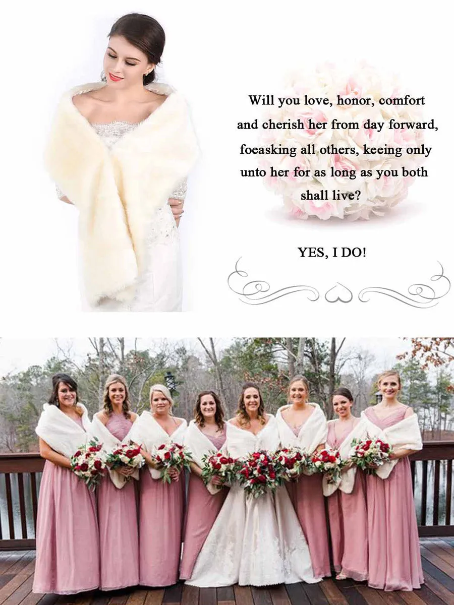 2025 Beige Faux Fur Shawls Wraps Wedding Fur Stole