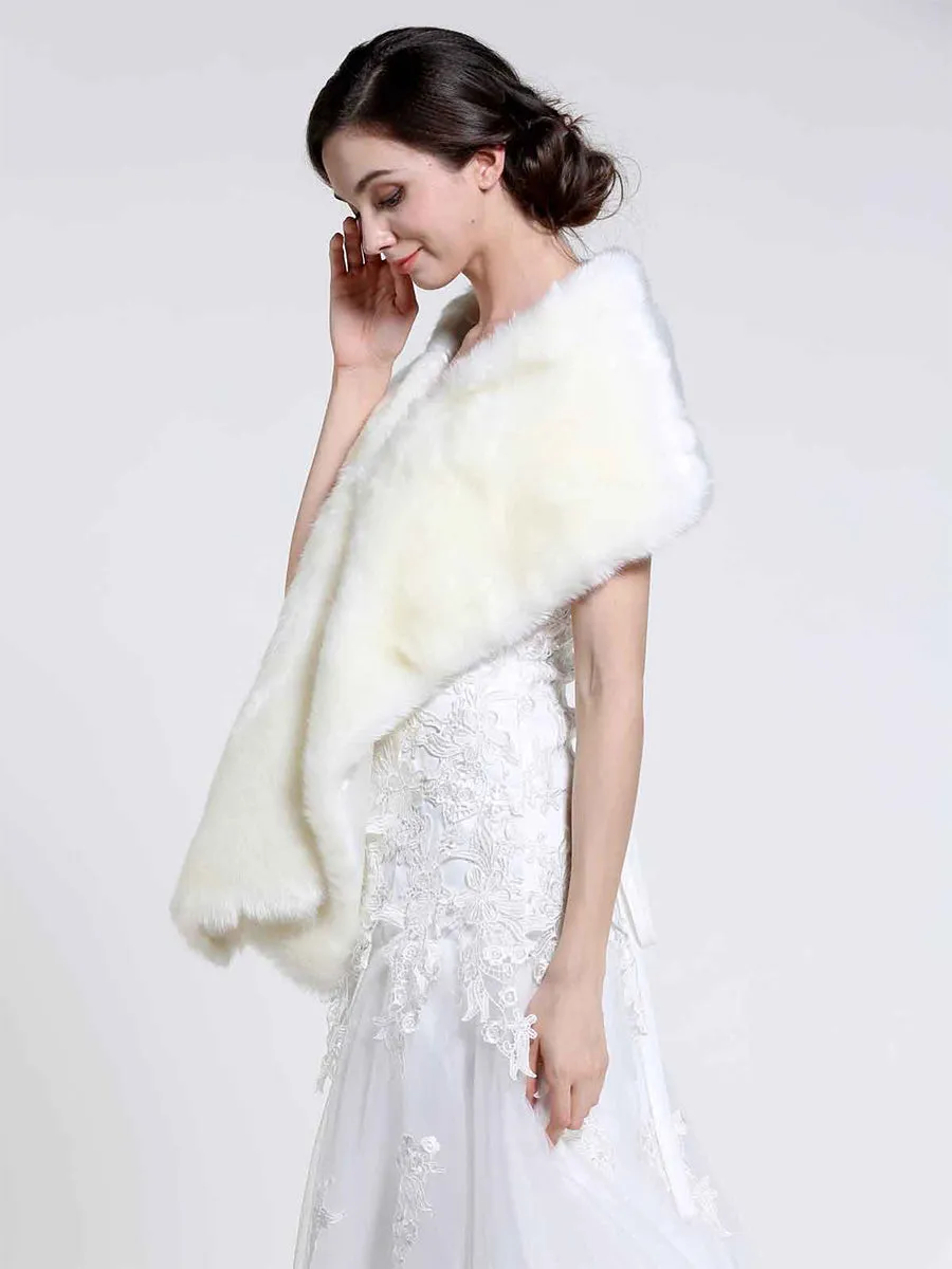 2025 Beige Faux Fur Shawls Wraps Wedding Fur Stole