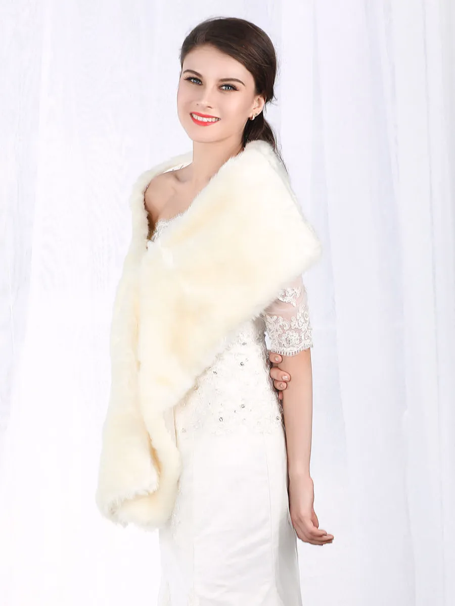 2025 Beige Faux Fur Shawls Wraps Wedding Fur Stole