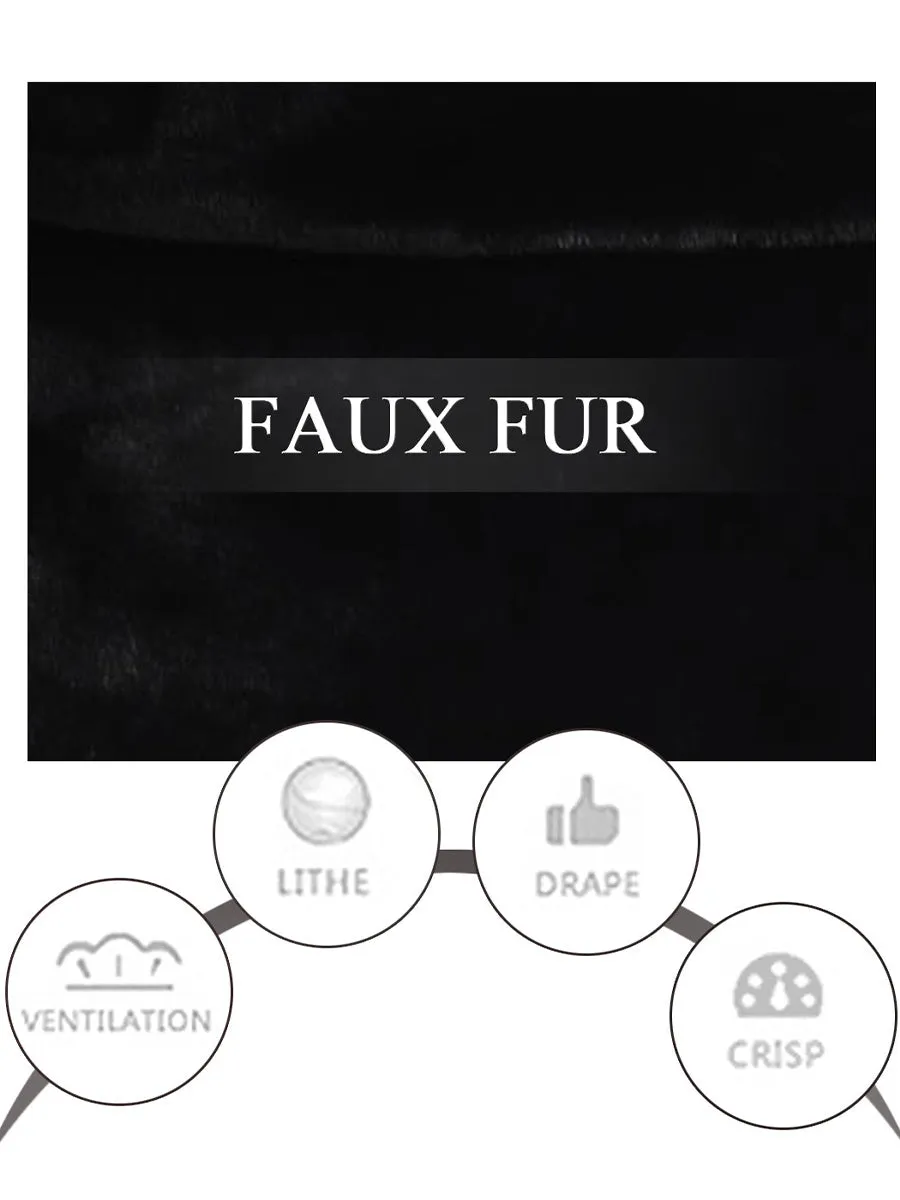 2025 Women's Classic Black Long Pile Faux Fur Shawls