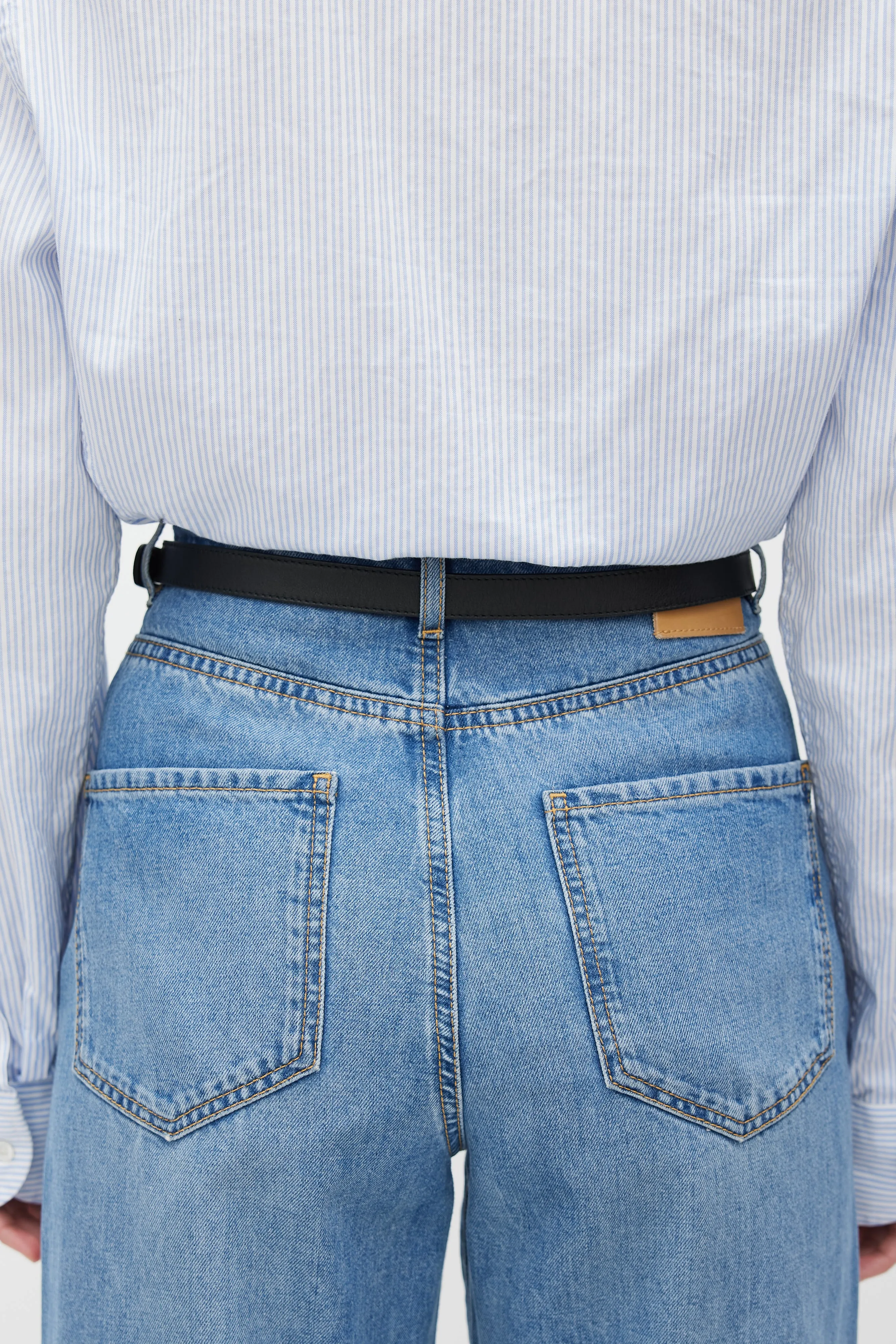 Black & Gold Leather Marmont Slim Belt