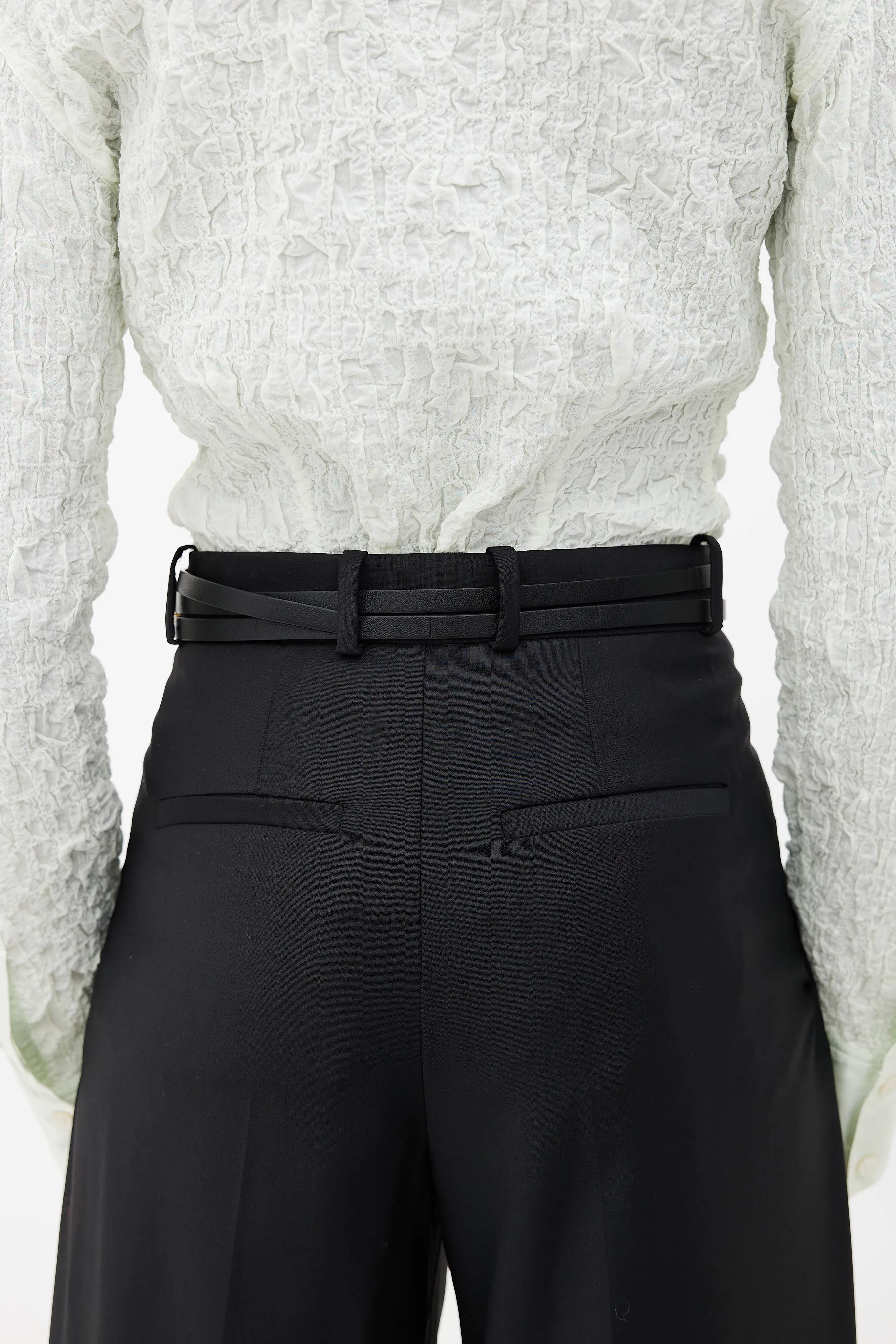 Black & Gold Slim Logo Wrap Belt