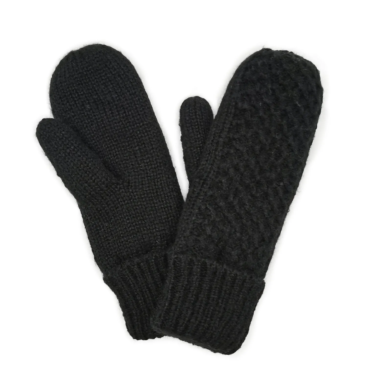 Cable Knit Mittens With Sherpa Lining