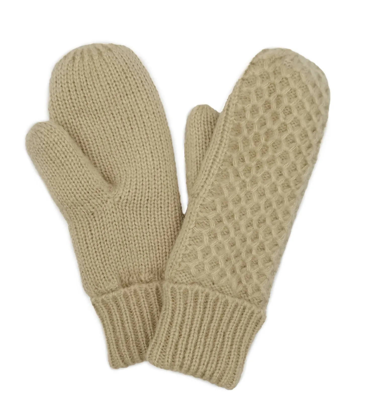 Cable Knit Mittens With Sherpa Lining