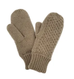 Cable Knit Mittens With Sherpa Lining