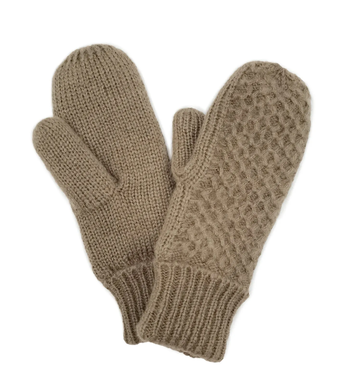 Cable Knit Mittens With Sherpa Lining