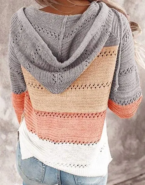 Casual Hollow Out Full-Zip Hoodie Sweater