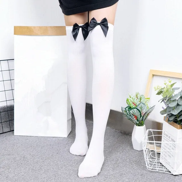 Cute Lace Stockings with Colorful Bows