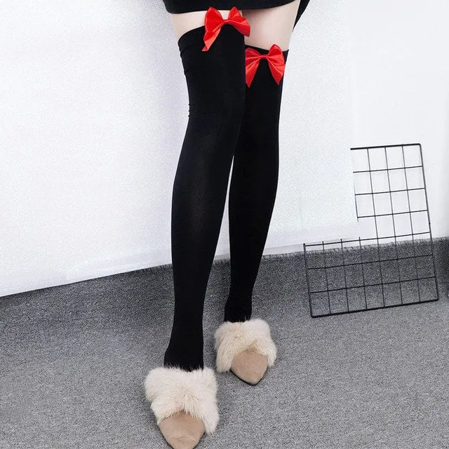 Cute Lace Stockings with Colorful Bows