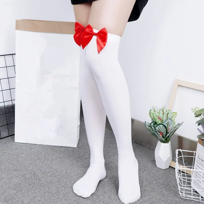 Cute Lace Stockings with Colorful Bows