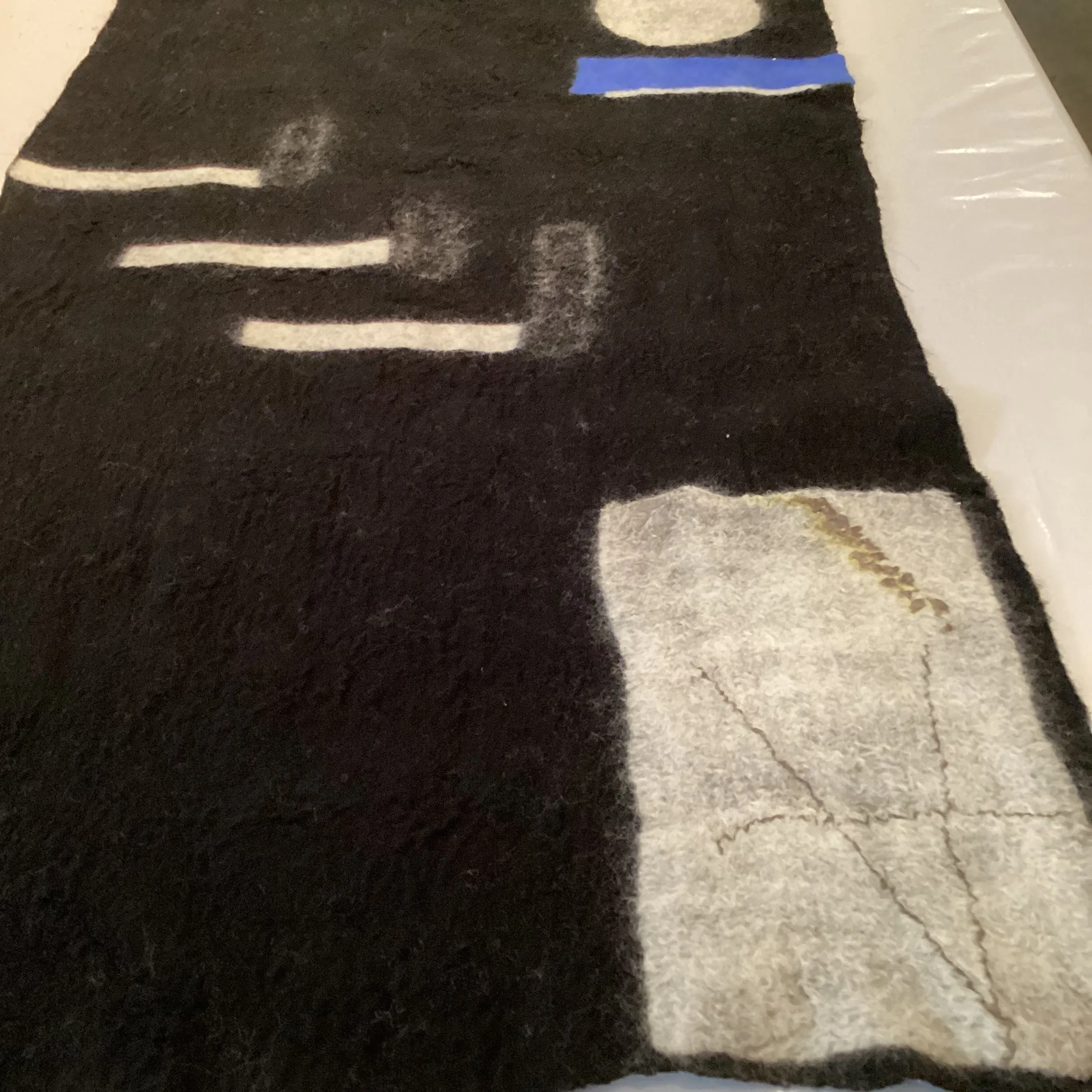 Geometric Shawl - Black with Blue
