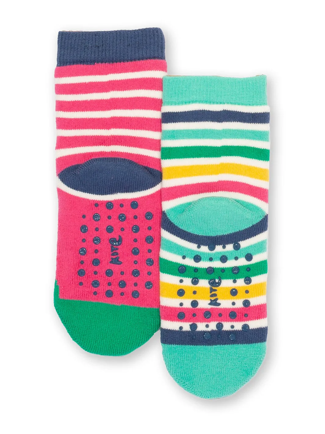 Kite Frog face grippy socks pink