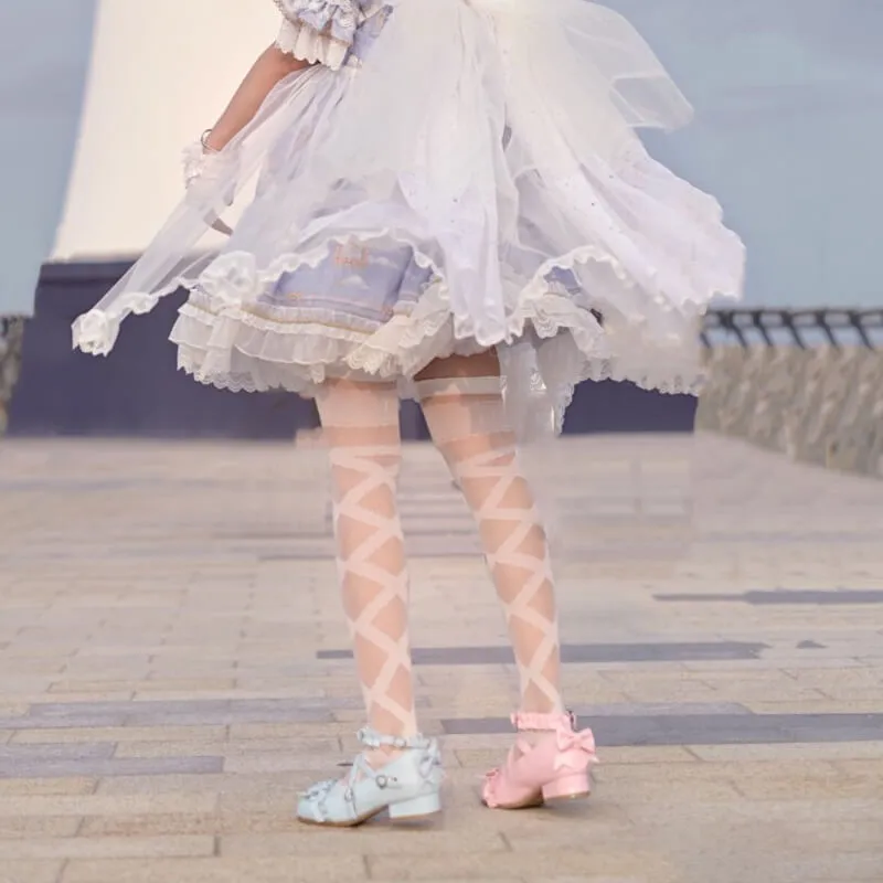 Lolita Ribbon Doll Thigh High Socks