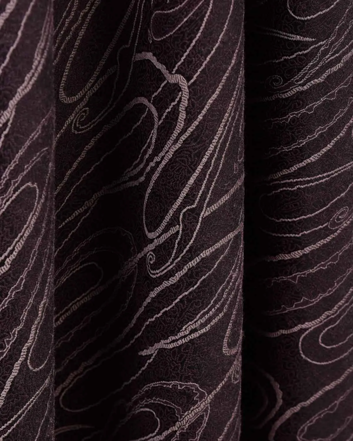 Mahogany Paisley Satin Tanchoi Handwoven Silk Wool Unisex Dress Shawl