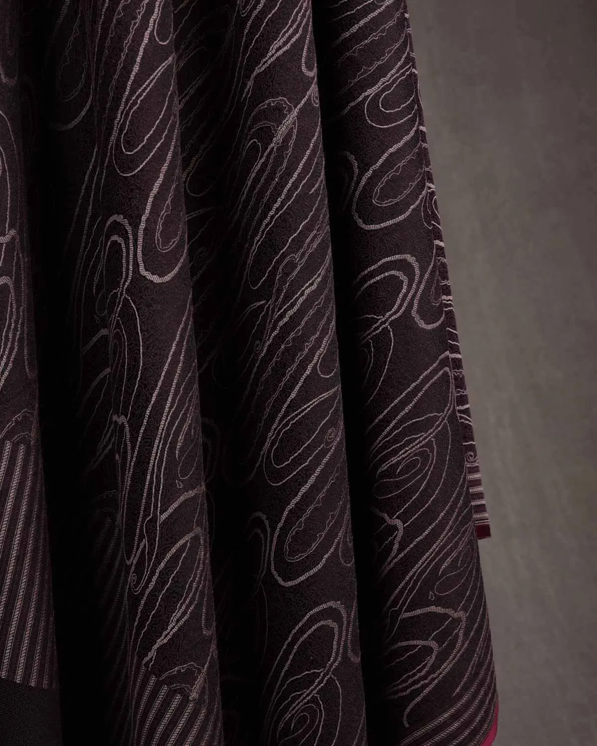 Mahogany Paisley Satin Tanchoi Handwoven Silk Wool Unisex Dress Shawl