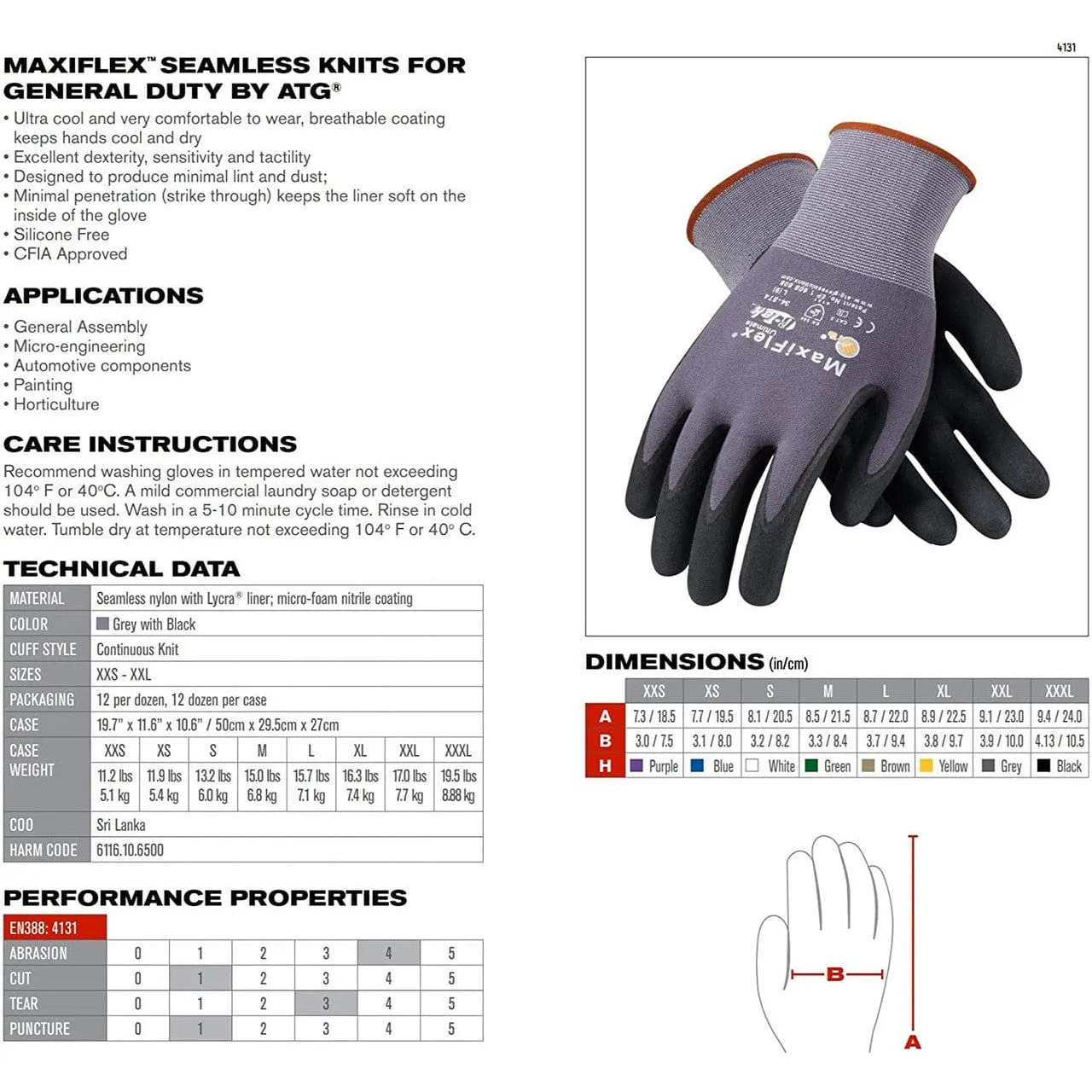 MaxiFlex 34-874 Ultimate Seamless Nitrile Grip Work Gloves
