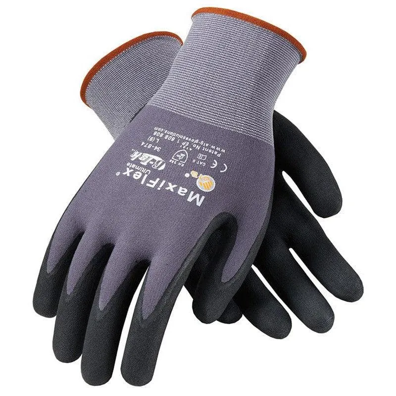 MaxiFlex 34-874 Ultimate Seamless Nitrile Grip Work Gloves