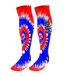 Personalized Volleyball Knee High Socks - Tie Dye Background