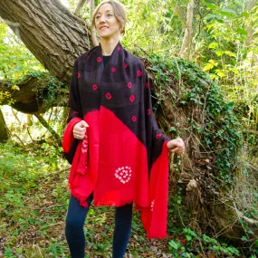 Pure wool ‘Bandhani’ Shawl | Red Fleur