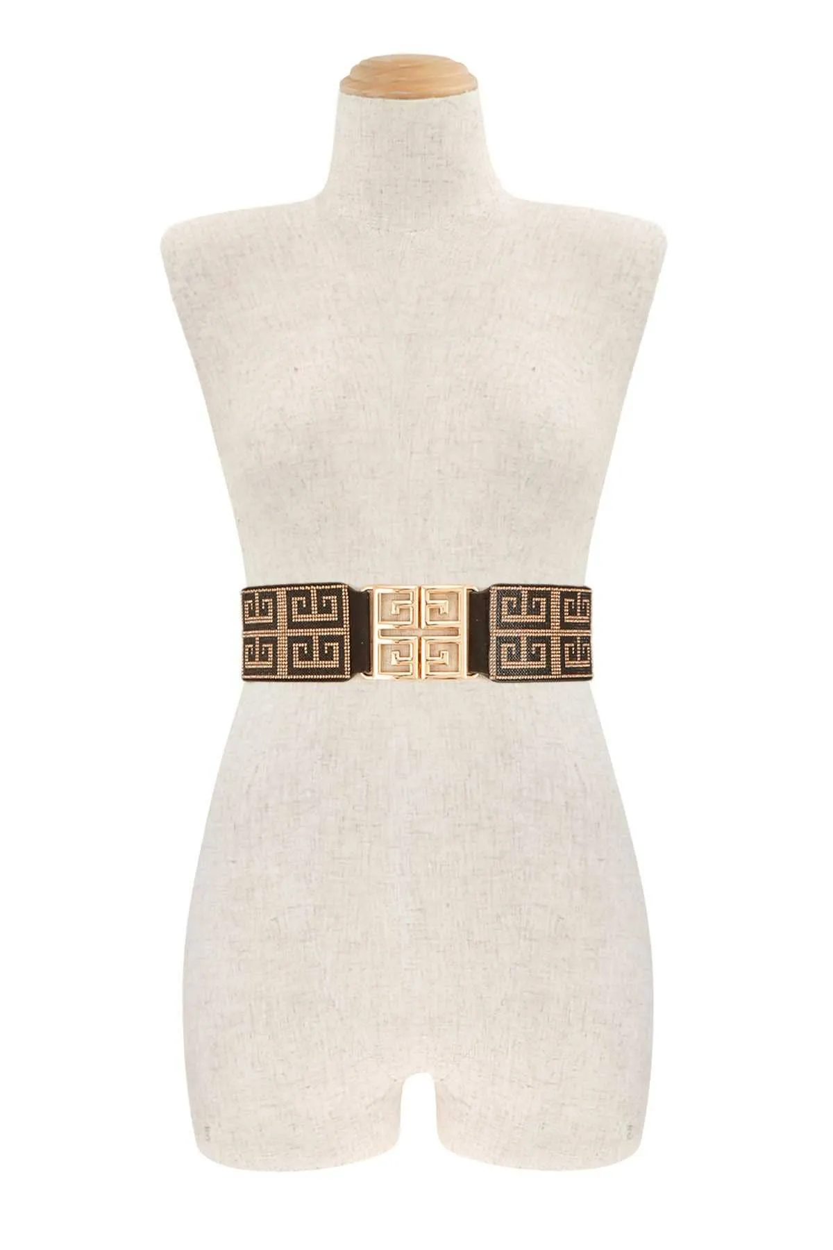 Rhinestone Greek Buckle Elastic Belt 93