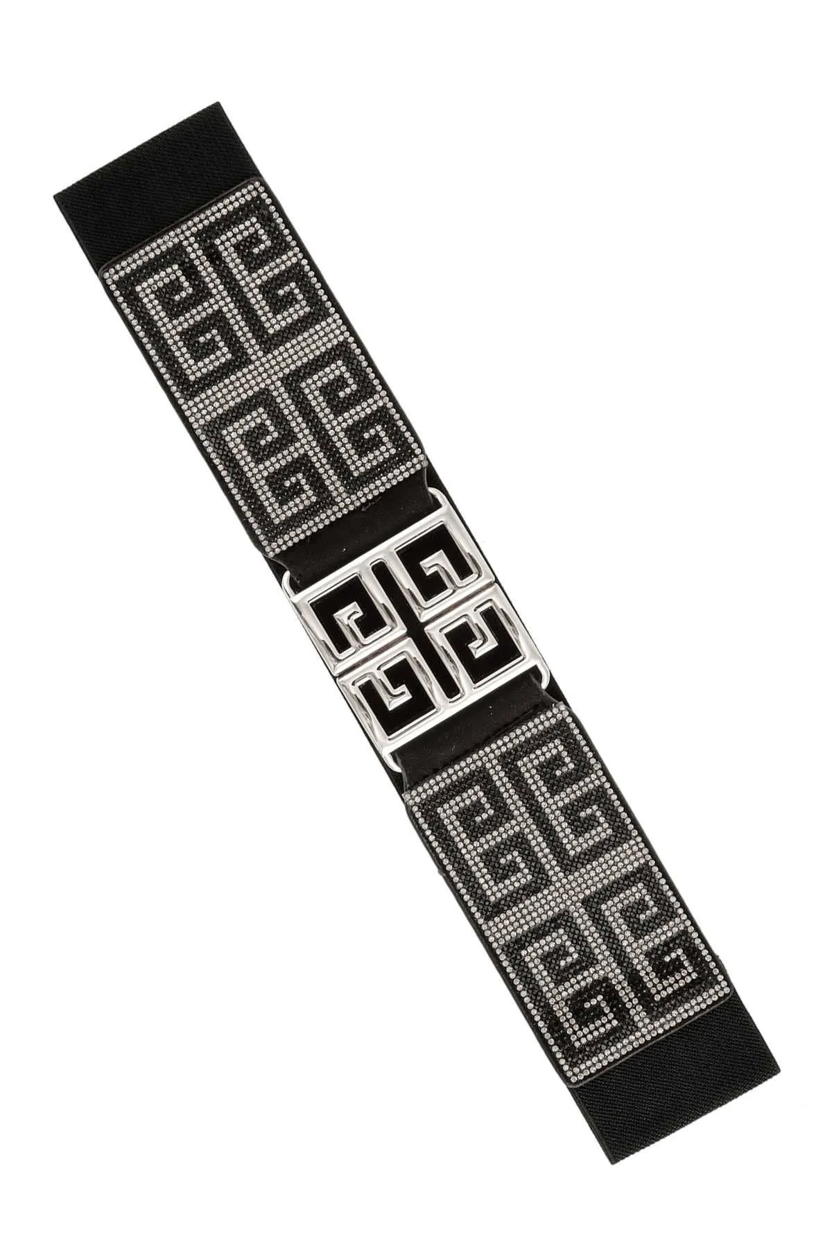 Rhinestone Greek Buckle Elastic Belt 93
