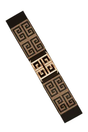 Rhinestone Greek Buckle Elastic Belt 93