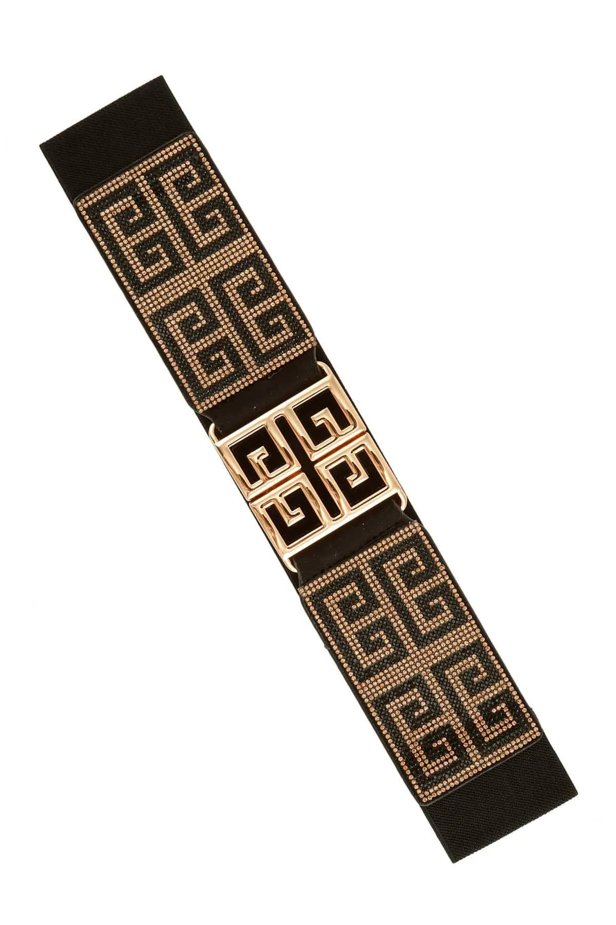 Rhinestone Greek Buckle Elastic Belt 93