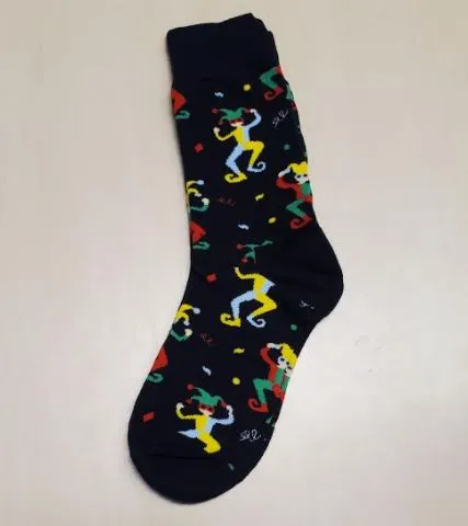 SF1115 Black Colorful Jester Socks