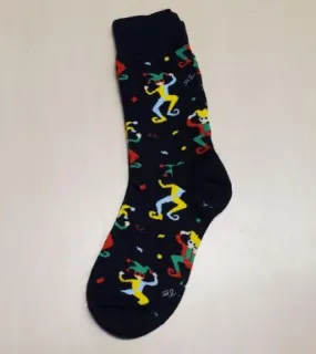 SF1115 Black Colorful Jester Socks