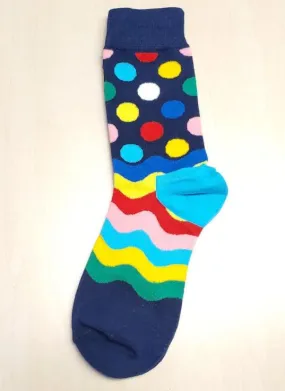 SF1174 Navy Blue Colorful Dot Festive Socks