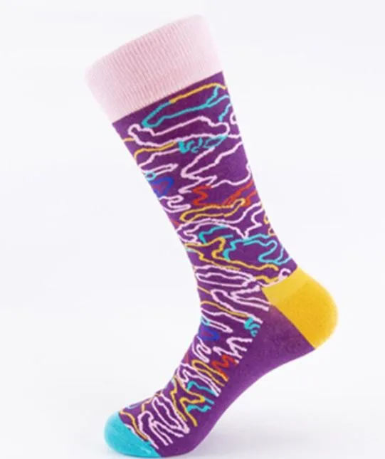 SF386 Purple Colorful Squiggles Socks