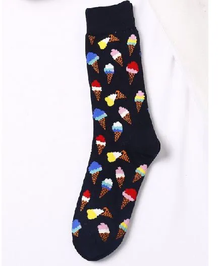 SF580 Black Colorful Ice Cream Cones Socks