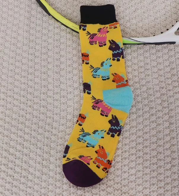 SF925 Yellow Colorful Donkey Pinata Socks