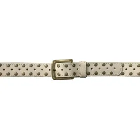 Skinny Studded Belt - Bone