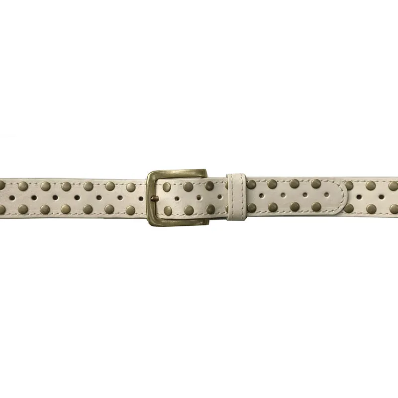 Skinny Studded Belt - Bone