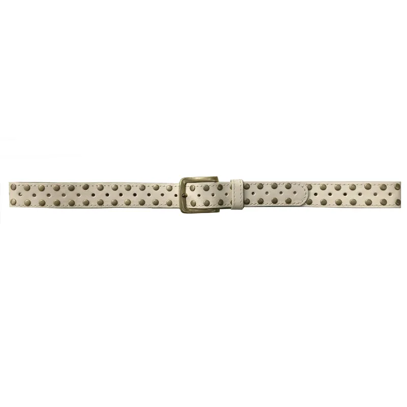 Skinny Studded Belt - Bone