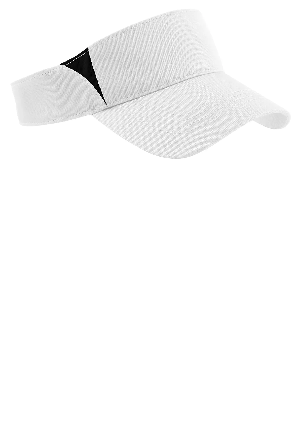 Sport-Tek Dry Zone Customized Colorblock Visors, White/Black