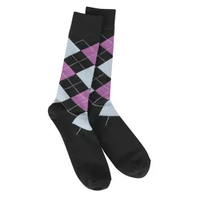 Transit Black and Orchid Argyle Socks (Men's)