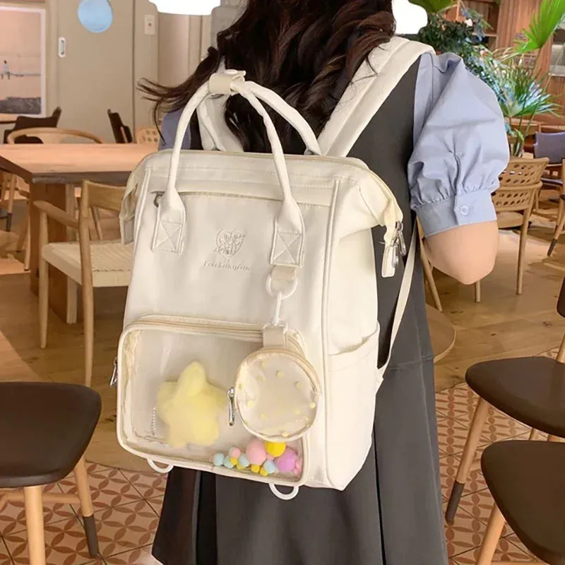 UAKISS  -  Harajuku Women Backpacks Casual Nylon Large Capacity Students Commute Mochilas Para Mujer Retro Coin Purse Ita Bag Female